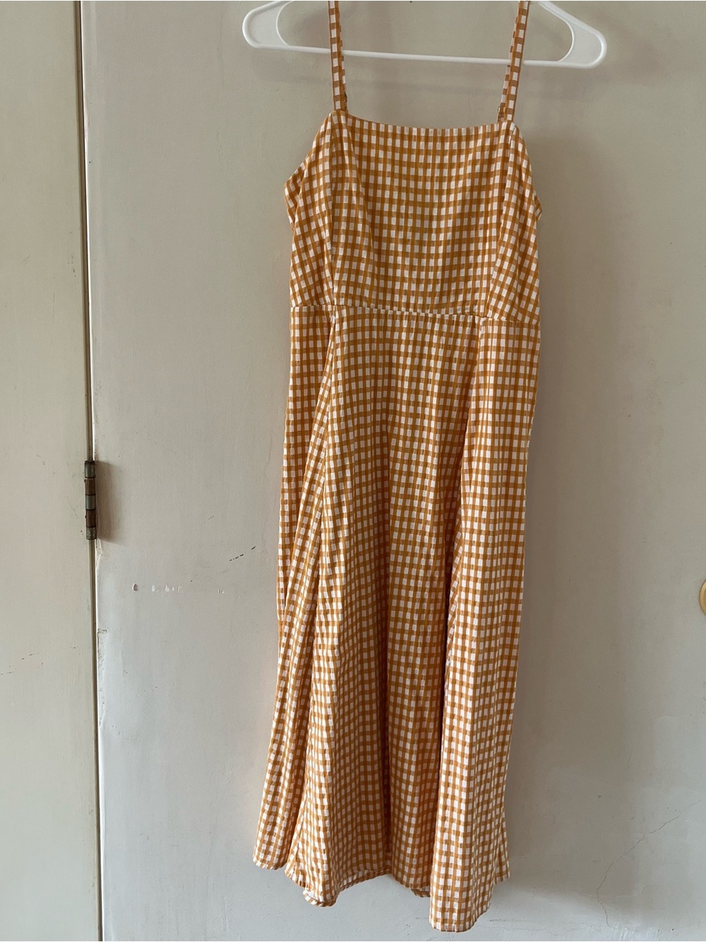 GAP Yellow and White Gingham spaghetti strap midi dress - Picture 2 of 4